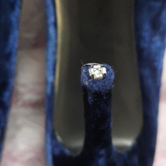 Carlos By Carlos Santana Blue Crushed Velvet 4 Inch Stiletto Heel Pumps Size 6.5 - Picture 5 of 11
